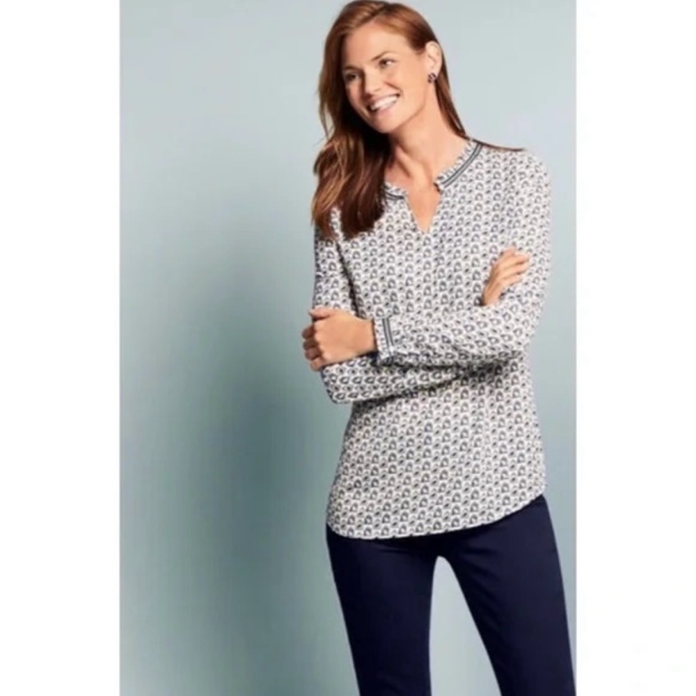 Talbots Birdcage Blouse Long Sleeve Small